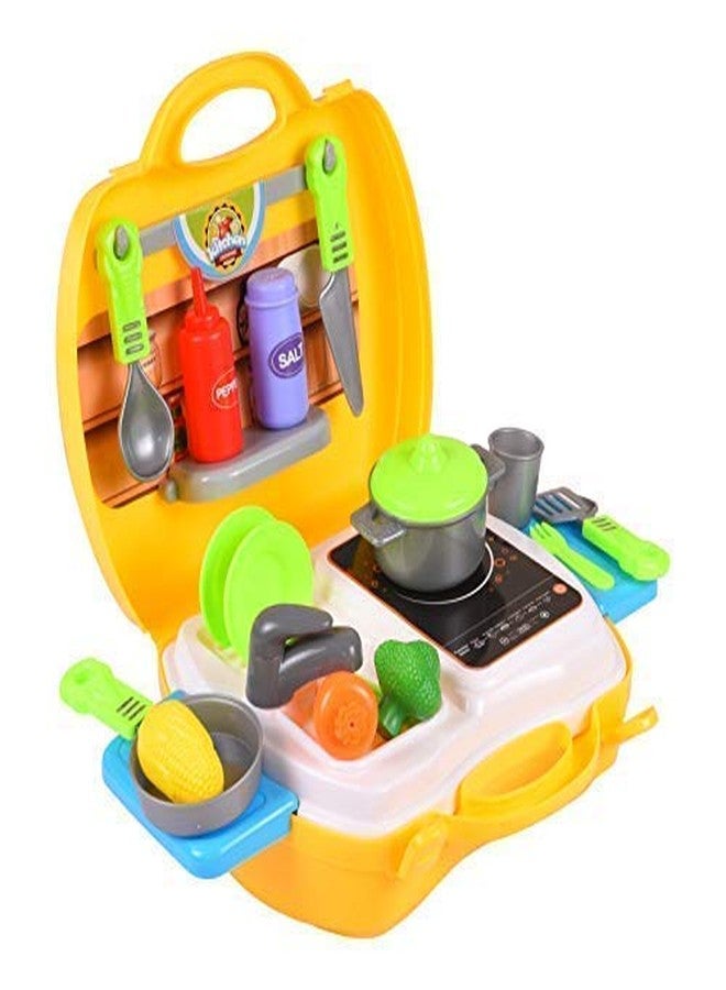 BlackZone Luxury Dream Kitchen Set Pretend Play Toys for Girls with Suitcase Carry Case (Yellow) (Dream Kitchen) - Image 5
